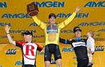 Le podium final du Tour of California 2011: Leipheimer, Horner, Danielson